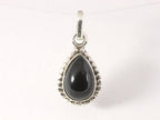 Fijne bewerkte druppelvormige zilveren hanger met onyx afbeelding 4