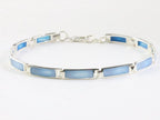 Hoogglans zilveren armband met blauwe schelp afbeelding 1