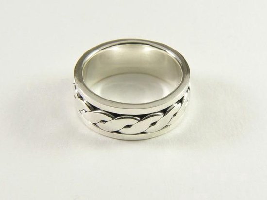 Zilveren geluksring met kabelpatroon afbeelding 2