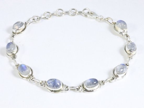 Zilveren armband met regenboog maansteen afbeelding 1