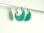 Fijne zilveren oorringen met groene turkoois afbeelding 3