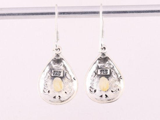 Opengewerkte zilveren oorbellen met citrien afbeelding 3