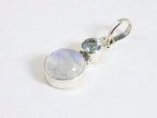 Fijne zilveren hanger met regenboog maansteen en blauwe topaas afbeelding 2