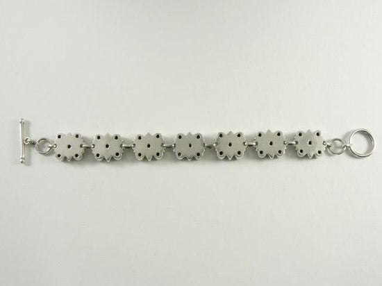 Zilveren schakelarmband ingelegd met granaat afbeelding 4