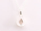 Bewerkte druppelvormige zilveren hanger met rozenkwarts aan ketting afbeelding 3