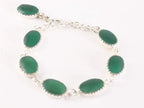 Bewerkte zilveren armband met groene agaat afbeelding 1