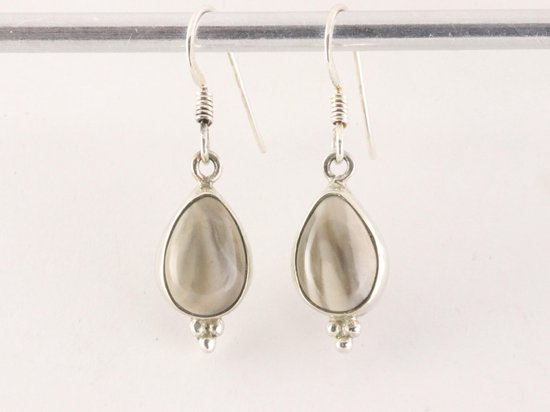 Fijne bewerkte zilveren oorbellen met flint agaat afbeelding 4