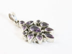 Zilveren hanger met amethist stenen aan ketting afbeelding 2
