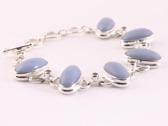 Zware zilveren armband met angeliet en blauwe topaas afbeelding 2