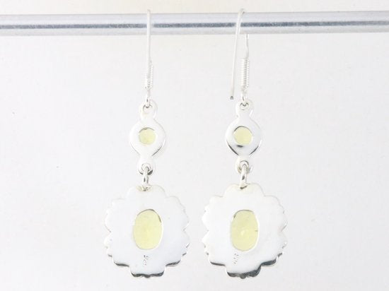 Lange bewerkte zilveren oorbellen met citrien afbeelding 2