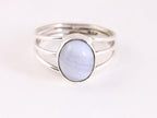 Opengewerkte zilveren ring met blauwe lace agaat afbeelding 4