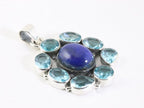 Zilveren hanger met lapis lazuli en blauwe topaas afbeelding 2
