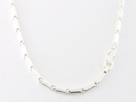 Hoogglans zilveren collier met parelmoer afbeelding 4