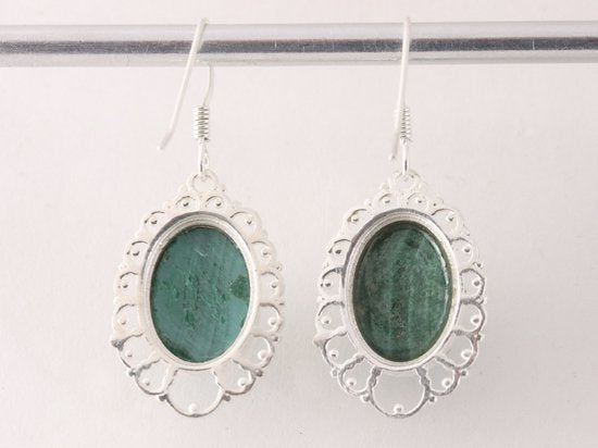 Opengewerkte zilveren oorbellen met malachiet afbeelding 3