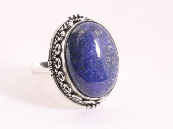 Zware bewerkte zilveren ring met lapis lazuli afbeelding 1