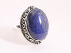 Zware bewerkte zilveren ring met lapis lazuli afbeelding 1