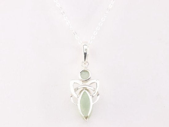 Fijne zilveren hanger met groene aventurijn aan ketting afbeelding 3