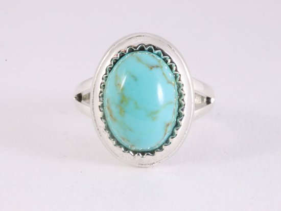 Bewerkte zilveren ring met turkoois afbeelding 4
