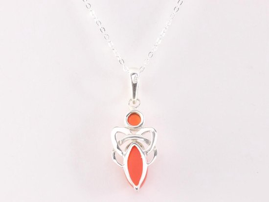 Fijne zilveren hanger met carneool aan ketting afbeelding 3