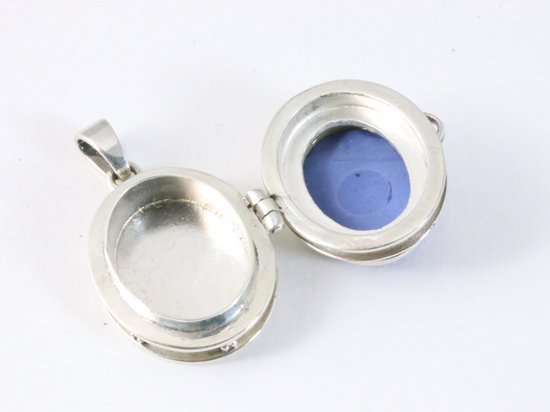 Ovaal zwaar zilveren medaillon met lapis lazuli afbeelding 5