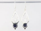 Lange opengewerkte zilveren oorbellen met lapis lazuli afbeelding 3