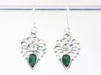 Opengewerkte zilveren oorbellen met smaragd afbeelding 2