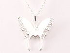 Zilveren vlinder hanger met abalone schelp aan jasseron ketting afbeelding 3