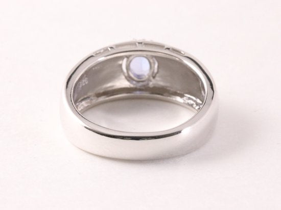 Hoogglans zilveren ring met tanzaniet en witte topaas afbeelding 3