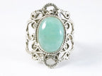 Bewerkte zilveren ring met groene amazoniet afbeelding 4