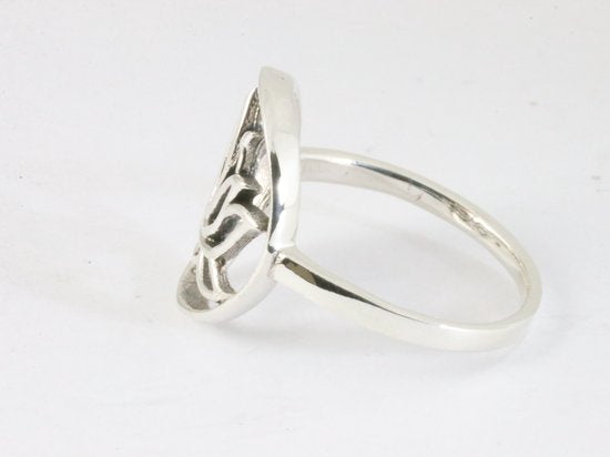 Ronde zilveren lotus bloem ring afbeelding 2