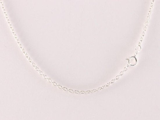 Fijne druppelvormige zilveren hanger met blauwe chalcedoon aan ketting afbeelding 5