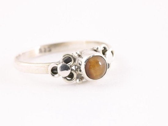 Fijne bewerkte zilveren ring met tijgeroog afbeelding 1
