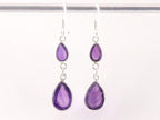 Fijne lange zilveren oorbellen met amethist afbeelding 3