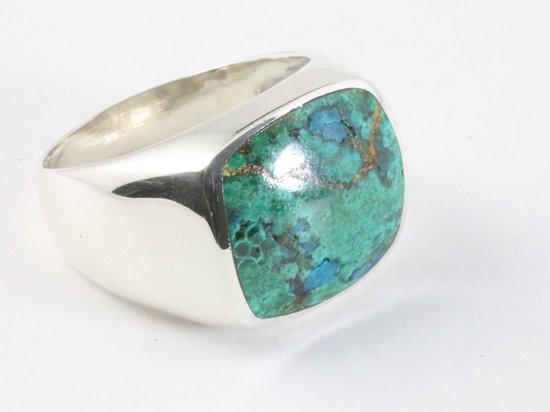 Zware zilveren ring met chrysocolla afbeelding 1