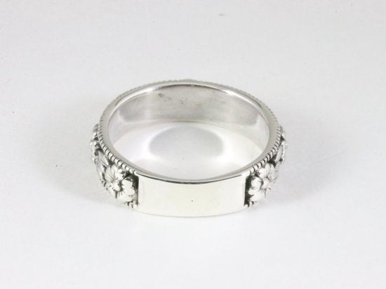 Zilveren ring met bloemen afbeelding 3