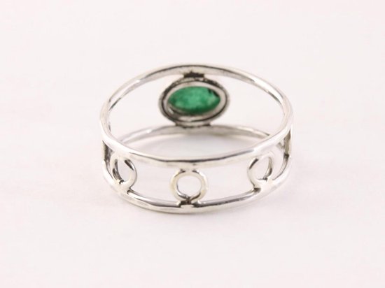 Fijne opengewerkte zilveren ring met jade afbeelding 3