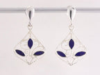 Fijne opengewerkte zilveren oorstekers met lapis lazuli afbeelding 4
