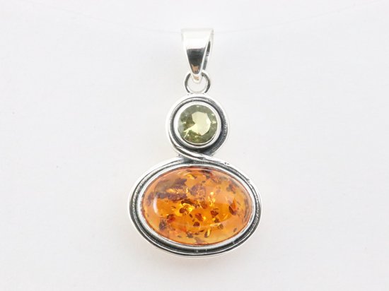 Zilveren hanger met amber en citrien afbeelding 4