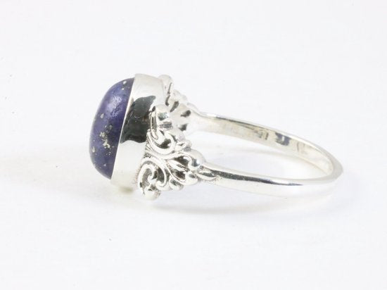 Fijne bewerkte zilveren ring met lapis lazuli afbeelding 2