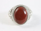 Zware bewerkte zilveren ring met rode jaspis afbeelding 4
