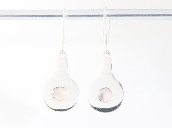 Bewerkte zilveren oorbellen met rozenkwarts afbeelding 3