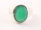 Bewerkte zilveren herenring met groene onyx afbeelding 4