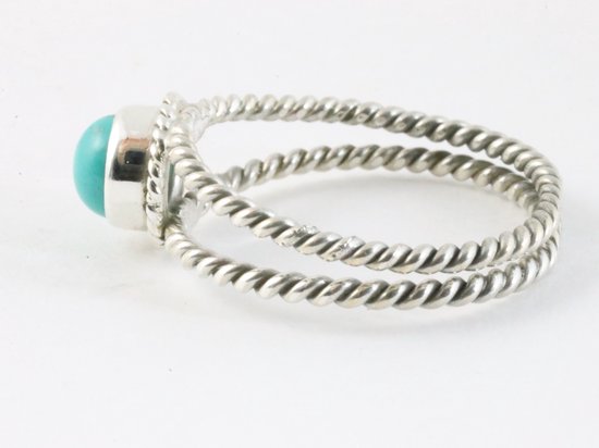 Opengewerkte zilveren ring met turkoois afbeelding 2