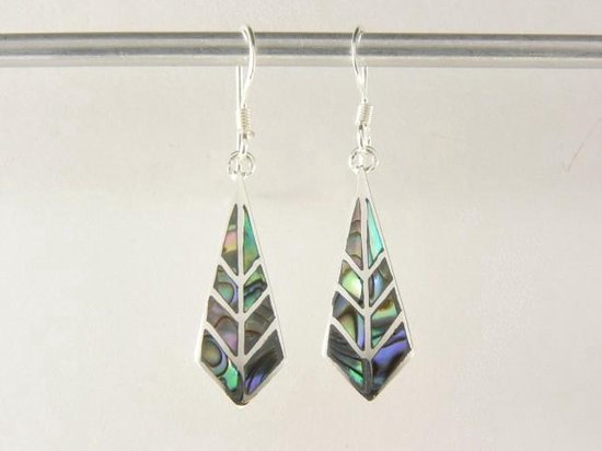 Zilveren oorbellen met abalone schelp afbeelding 4