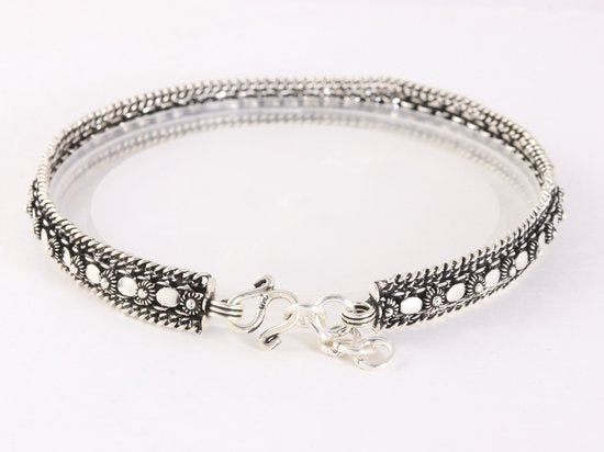 Zware fijn bewerkte zilveren enkelband afbeelding 3