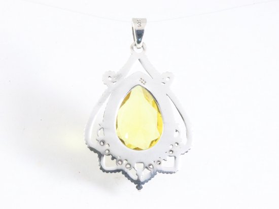 Bewerkte zilveren hanger met citrien afbeelding 3