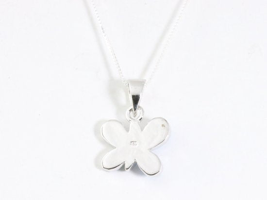 Fijne zilveren vlinder hanger met Australische opaal aan ketting afbeelding 3