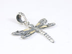 Fijne zilveren libelle hanger met 18k gouden decoraties aan ketting afbeelding 2