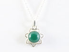 Fijne opengewerkte zilveren hanger met groene onyx aan ketting afbeelding 4