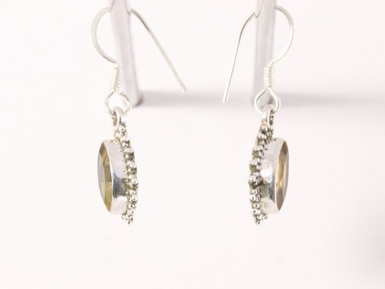 Fijne bewerkte zilveren oorbellen met citrien afbeelding 2